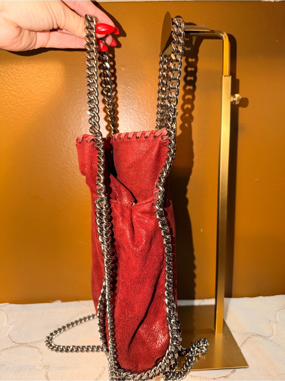 Stella McCartney Red Falabella-Style Chain Shoulder Bag - Picture 5 of 10